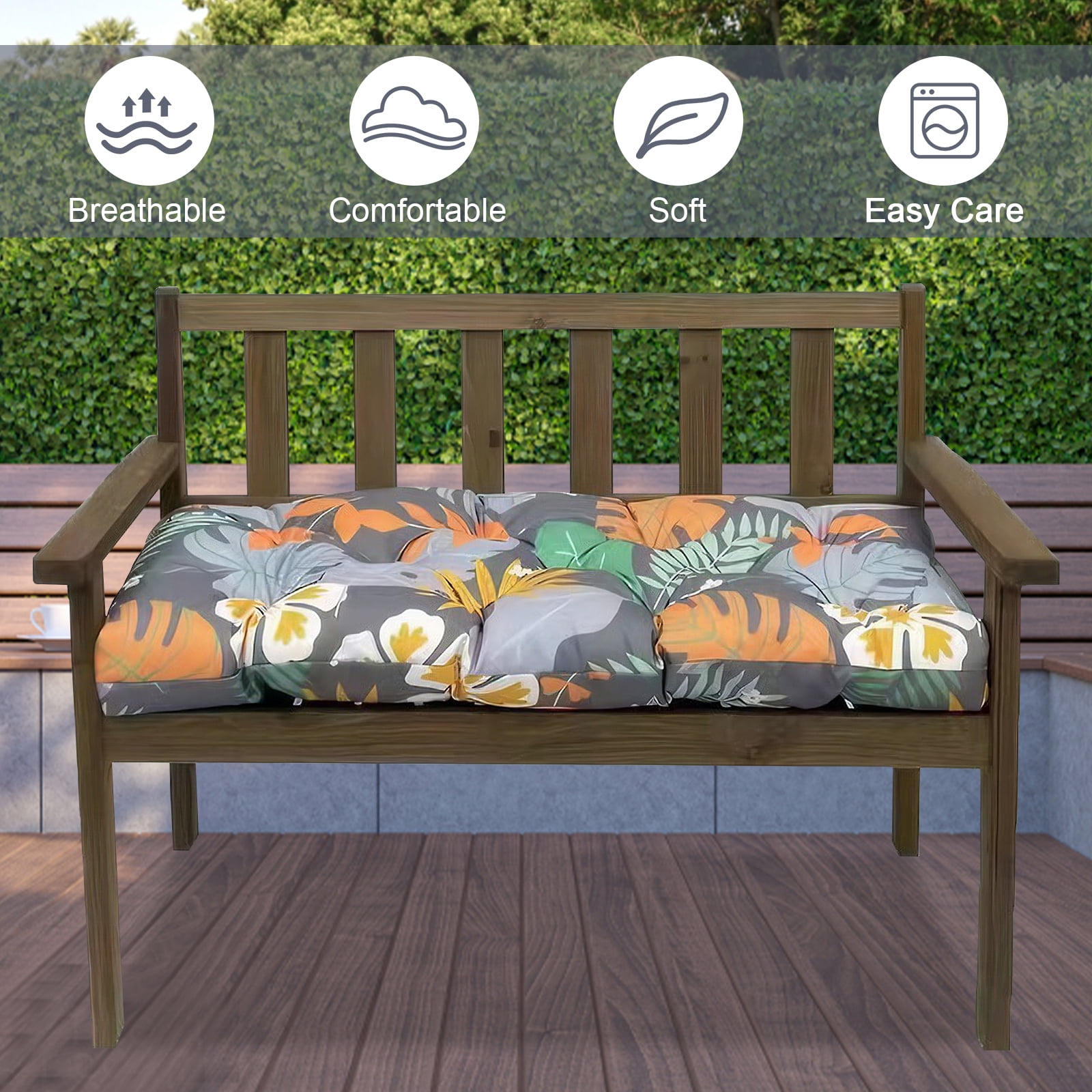 51 inch Waterproof Indoor/Outdoor Garden Bench Seat Cushions, Patio ...
