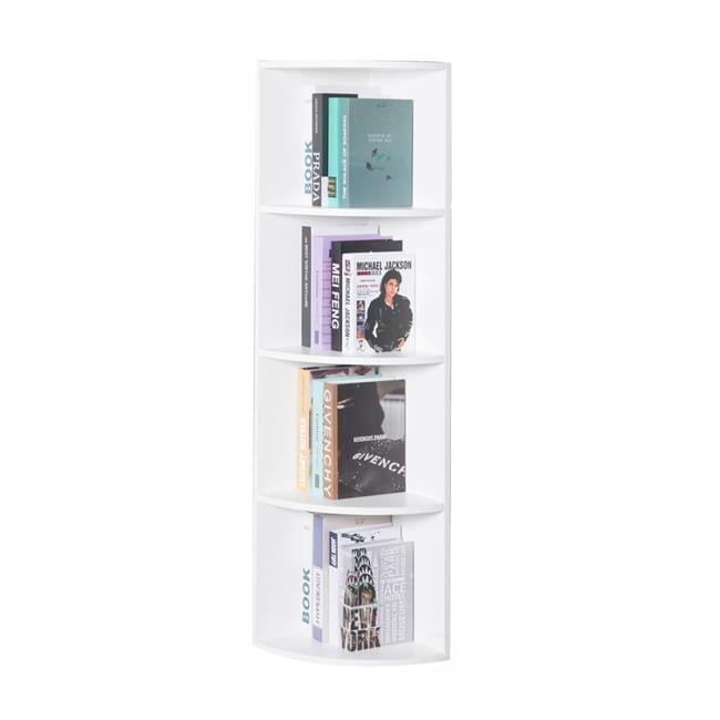 White Wooden 4-Tier Corner Bookshelf for Kids