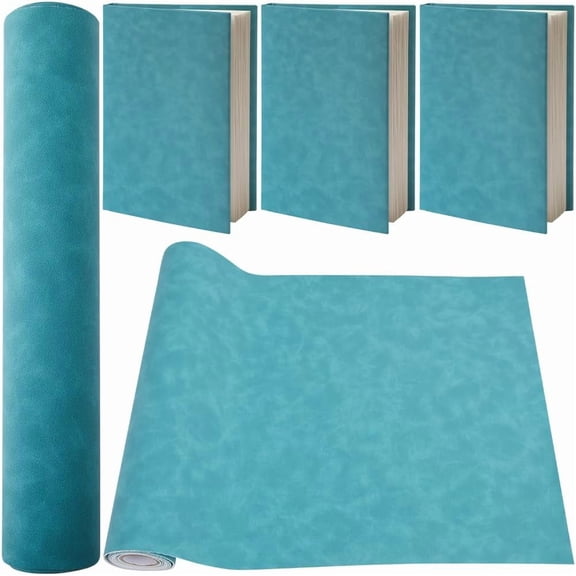 51 x 11.8in Book Cloth Fabric Suede Leather Fabric Surface Non-Woven Base Lake Blue
