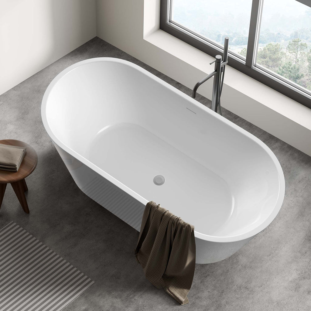 51 X 27 5 Oval Freestanding Soaking Flat Bottom Bathtub With Center 51 X 27 5 Oval Freestanding Soaking Flat Bottom Bathtub With Center