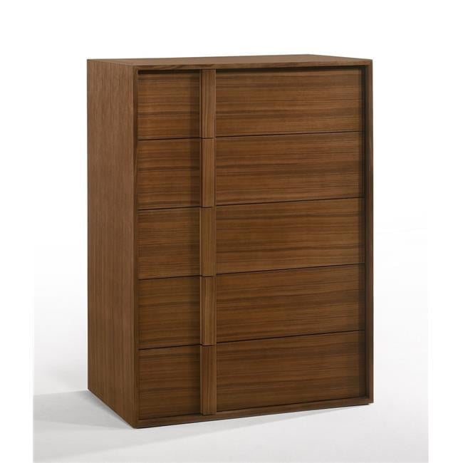 Walnut Vertical 5-Drawer Soft Close Dresser
