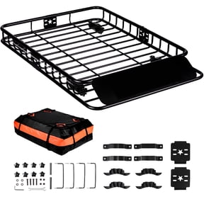 51 x 36 x 5 Inch Roof Top Cargo Basket with 15 Cu Ft Waterproof Storage Bag, 200 LBS Heavy Duty Universal Car Roof Luggage Rack for SUV Truck