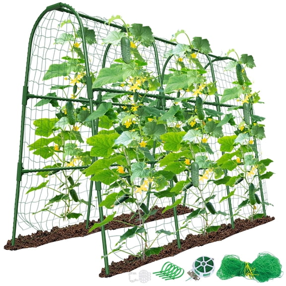 Cucumber Trellis for Raised Bed, U-Shape Garden Trellis for Climbing Plants Outdoor, Metal Arch Trellis for Vegetables, Plant Support for Tomato, Pea, Zucchini (Green, 73" L×21.6" W×47.2" H-XLarge)