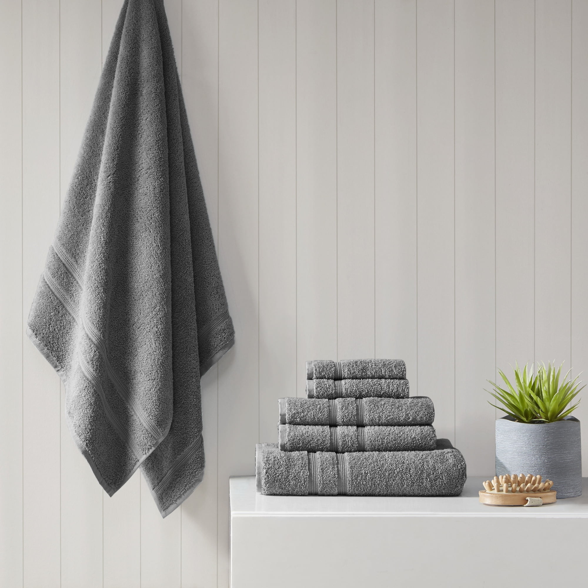 Aegean Charcoal Turkish Cotton Hand Towel Set of Six