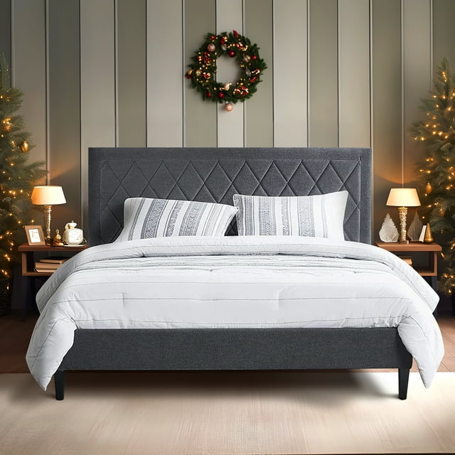 510 Design Queen Size Bed Frame with Headboard Quilted Upholstered