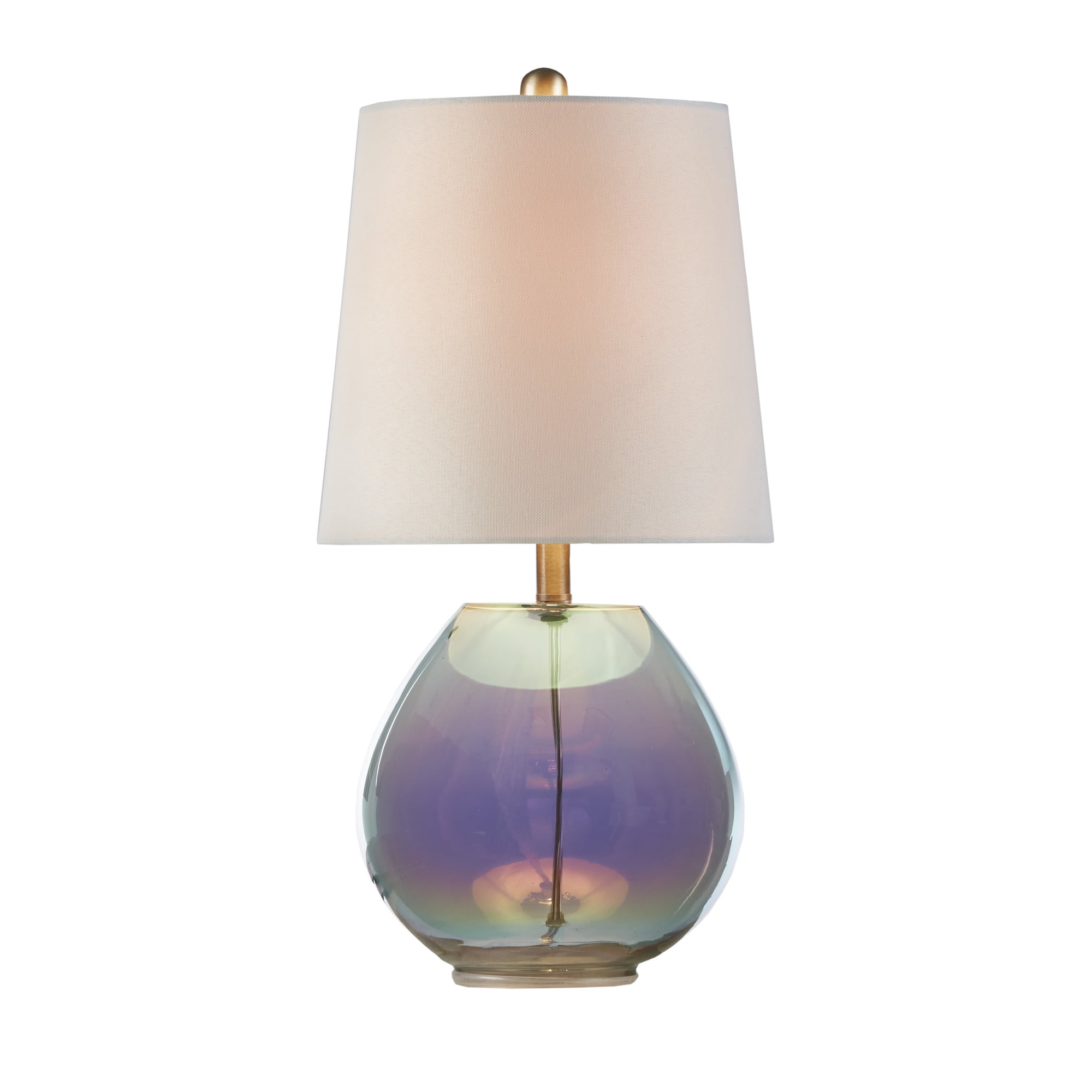 19.5" Iridescent Green Glass Table Lamp with White Shade