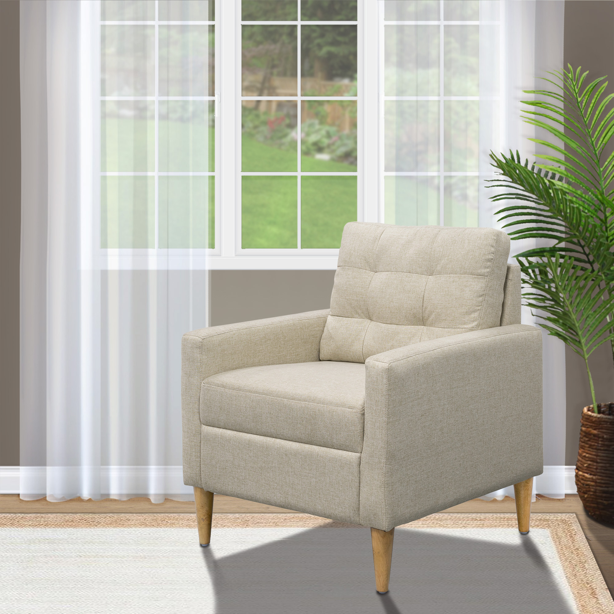 Weston Home Bowman Tufted Accent Chair With Curved Arms, Grey Velvet
