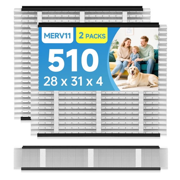 510 Replacement Air Purifier Filter Models 1510, 2516, Whole House HVAC AC Pleated Filter Size 28x31x4 Merv 11, Clean Air & Dust, 2 Packs