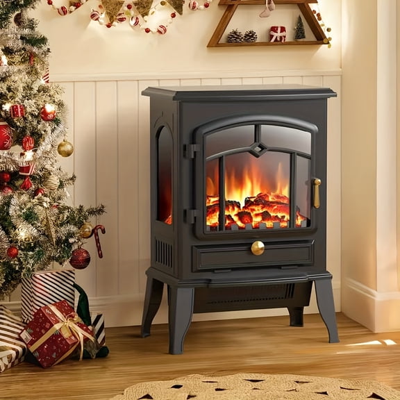 5100 BTU Electric Fireplace Heater - 1000W/1500W Portable Ceramic with Flame Adjust