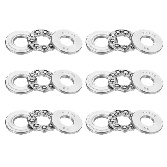51000 Thrust Ball Bearings 10x24x9mm, 6 Pcs Single Row Roller for System Silver