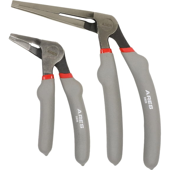 51018  2-Piece Angled Head Needle Nose Kiwi Pliers Set 6-Inch and 8-Inch - Double Injection Handles for Superior Grip Offset Offers Increased Access Levera