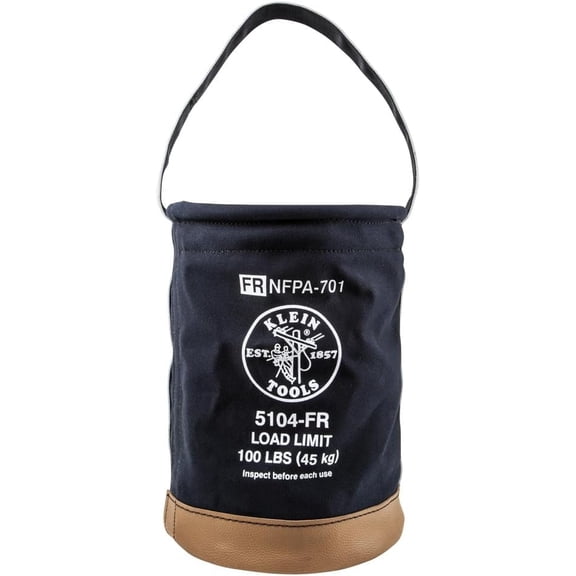 5104FR Canvas Bucket, Flame-Resistant Tool Bucket Made of No. 4 Canvas, with Double-Reinforced Bottom, 100-Pound Load Rated