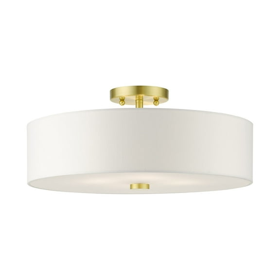 Livex Lighting Meridian 8" 4-Light Metal Semi Flush Mount in Satin Brass