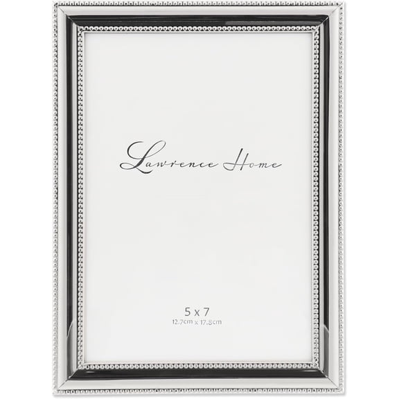 510757 Metal Picture Frame Silver-Plate with Delicate Beading, 5 by 7-Inch