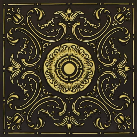 511 - Venice 2 ft. x 2 ft. PVC Glue-up or Lay-in Ceiling Tile in Antique Brass (200 sq.ft / Pack) - 50 Pieces