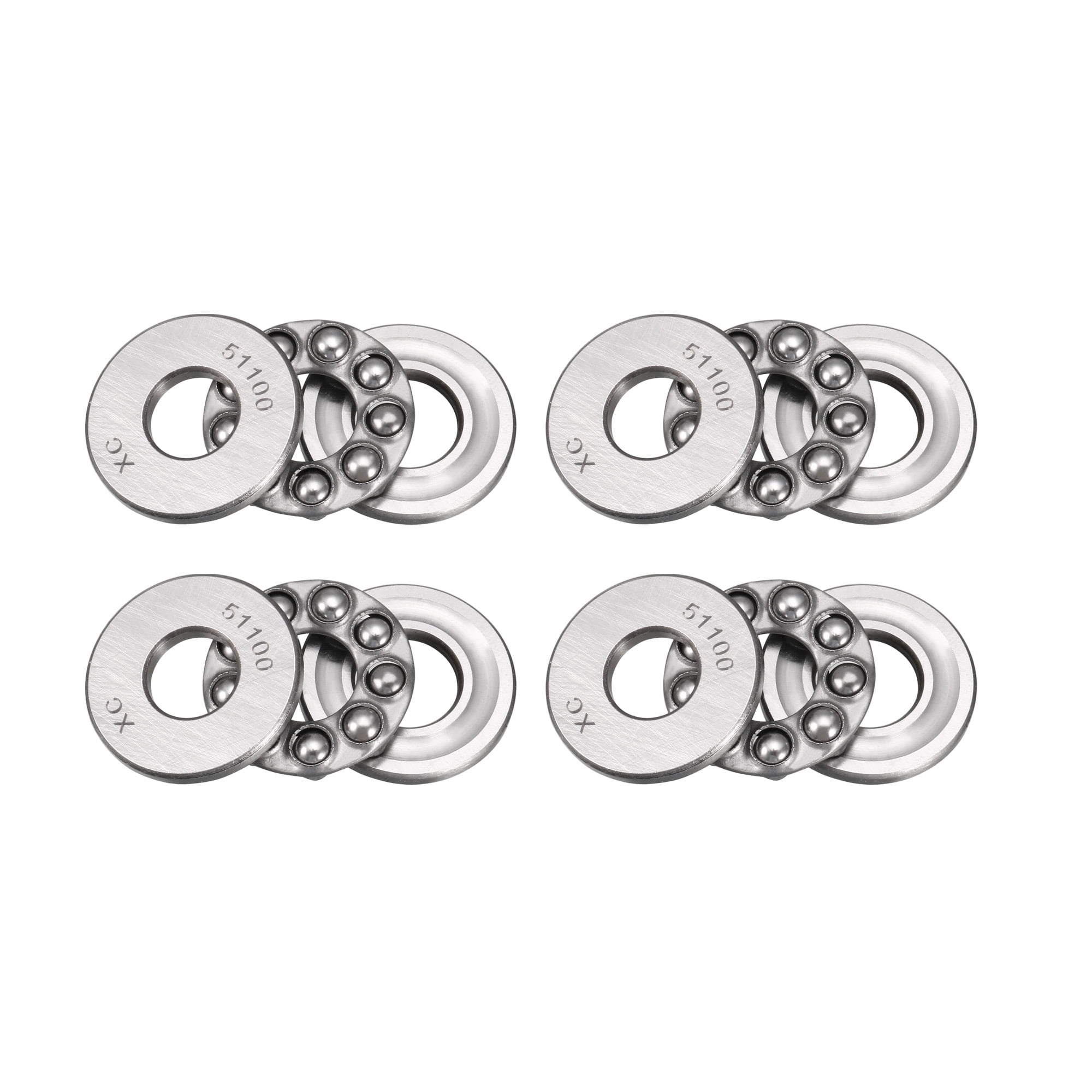 Sourcing Map Miniatur Axialkugellager 4 Stück - 10x24x9mm Chromstahl Mit Unterlegscheibe