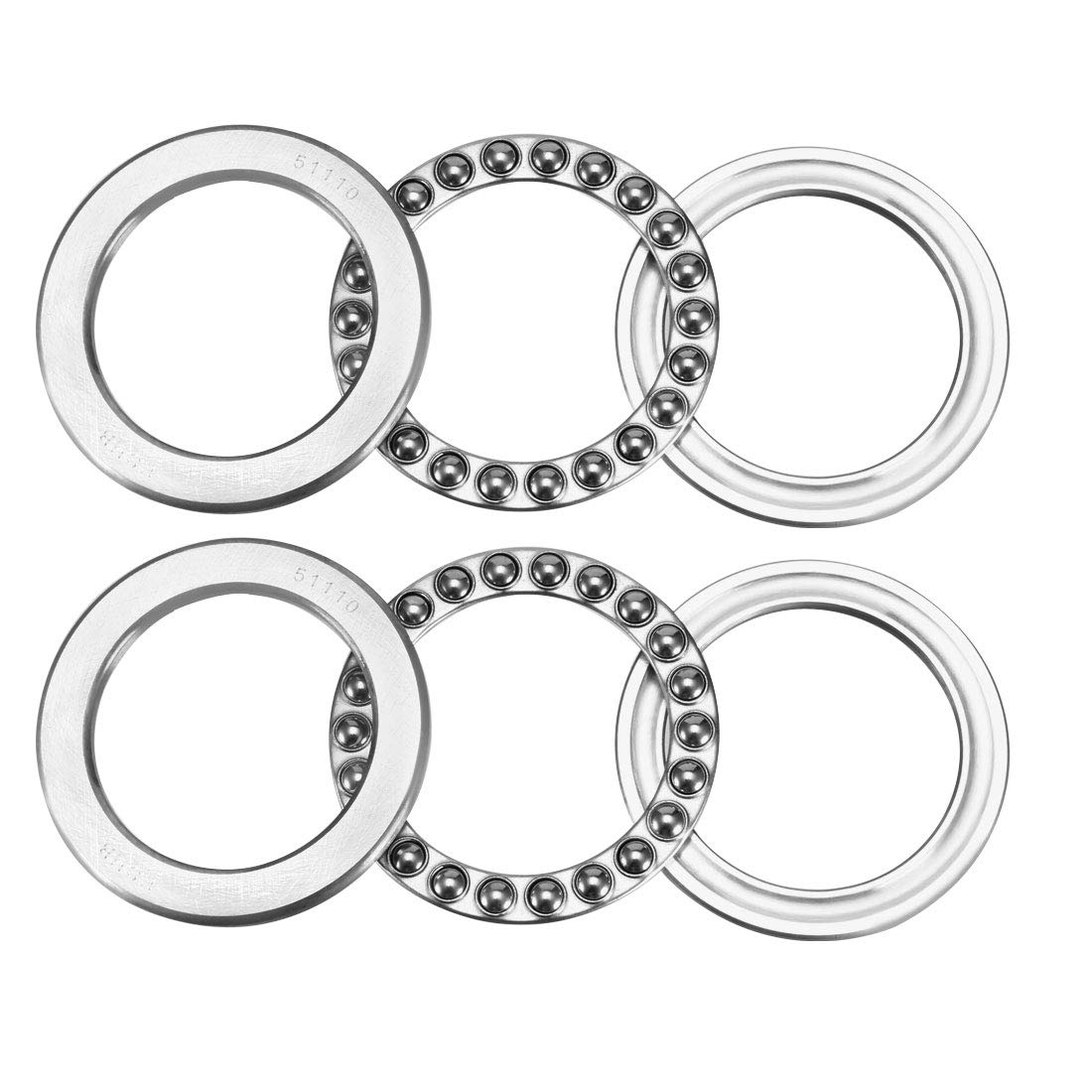 3 Cuscinetti Reggispinta 51100 10x24x9mm In Acciaio Cromo ABEC3 - Carico Assiale 10kN, Per Rotazioni Lente