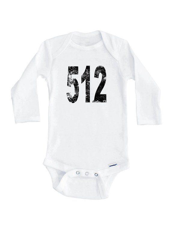 512 Austin Texas Area Code One Piece Baby Bodysuit - One Piece Baby Bodysuit (Long Sleeve), 6-9 Months White