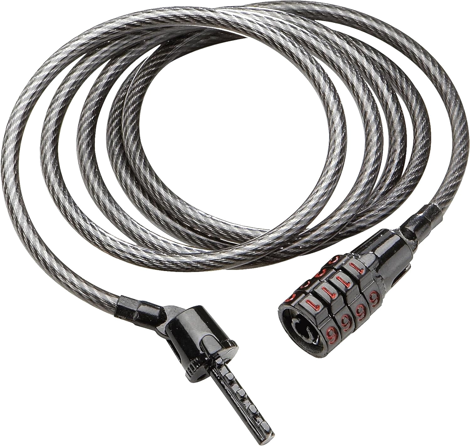 512 Combo Bike Lock, 4ft. x 5mm Braided Steel Cable Anti-Theft Security Cable Lock with 4-Digit Combination for Outdoor Equipment, , Scooters, Fence, Gate