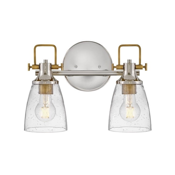Easton 2 - Light Polished Nickel And Heritage Brass Contrastingfinishes Farmhouse / Industrial Incandescent Steel