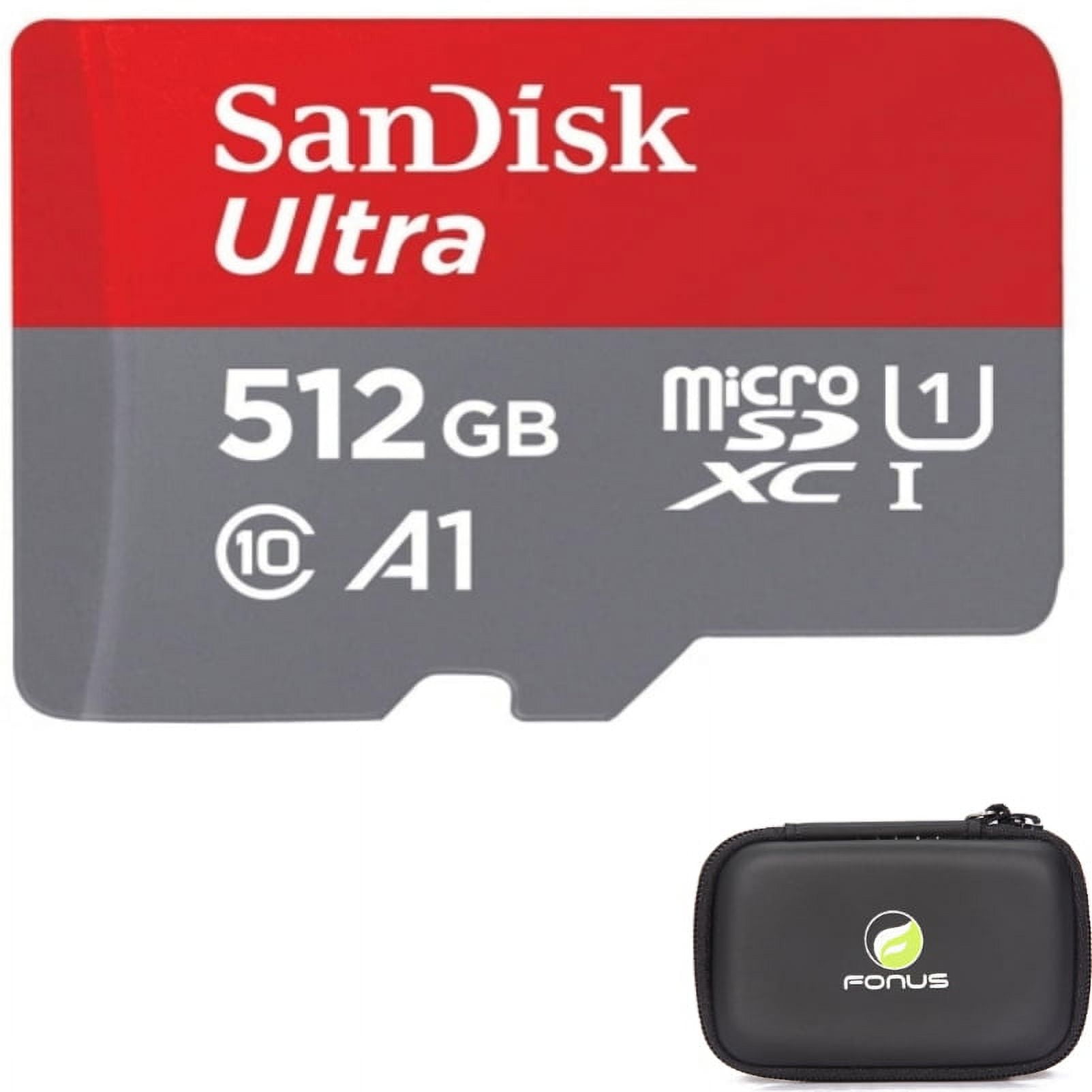 512GB Memory Card with Carry Case for Motorola Moto G Play (2024) - Sandisk Ultra High Speed MicroSD & Hard Cover