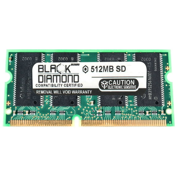 512MB Memory RAM for Gateway Solo 1450ls 144pin PC133 133MHz SDRAM SO-DIMM Black Diamond Memory Module Upgrade