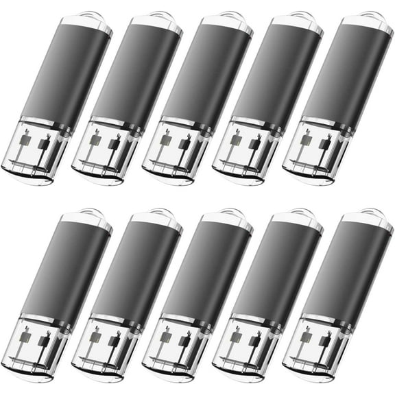512MB USB Flash Drive 10 Pack,USB 2.0 Sticks Bulk Thumb Drives Memory Stick Jump Drive with LED Indicator for Storage and Backup (512MB10 Pack Black)