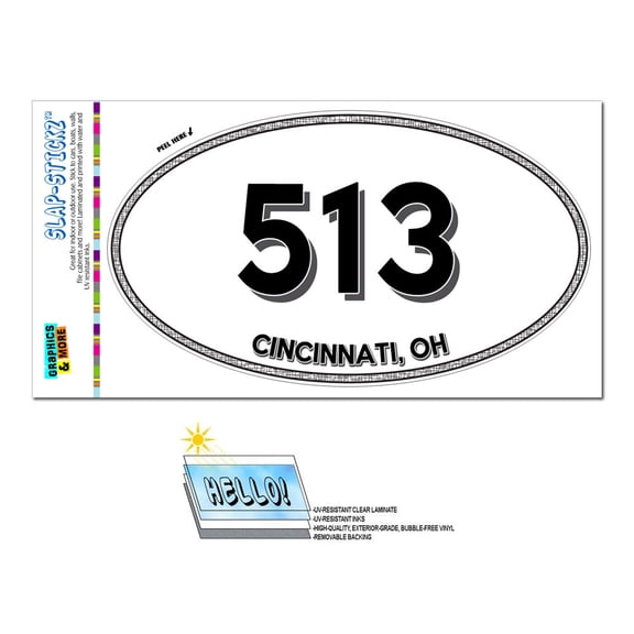 513 - Cincinnati, OH - Ohio - Oval Area Code Sticker