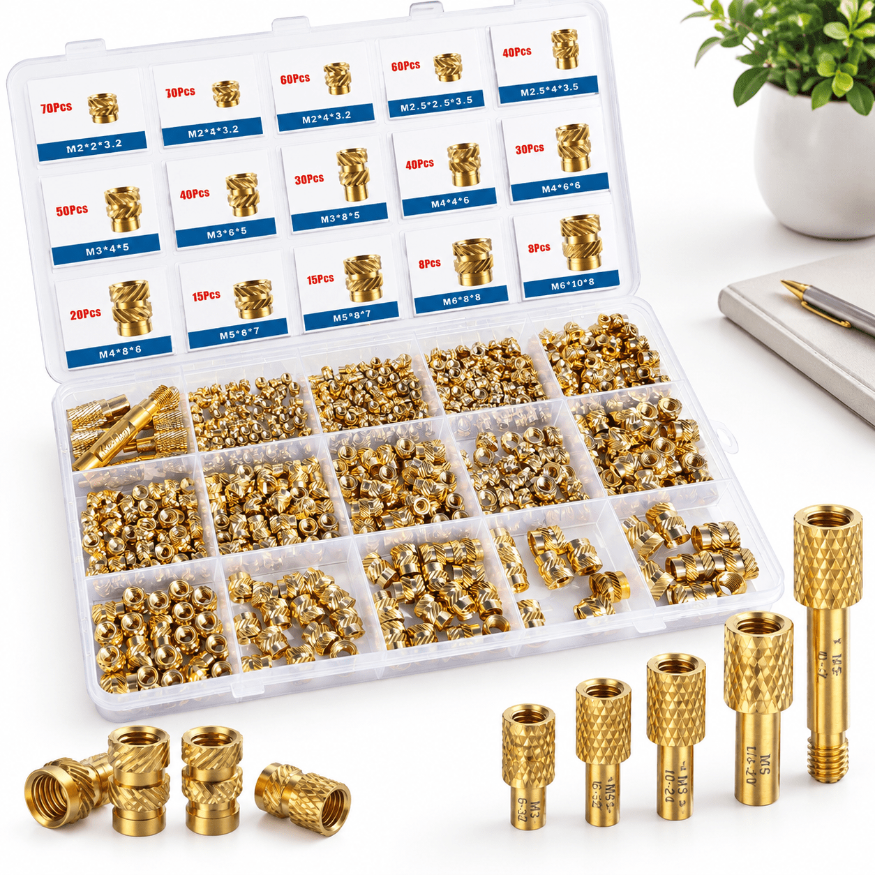 Large Thread Insert 513 Piece Metric Threaded Insert Kit M2 M2.5 M3 M4 M5 M6 For 3D ...