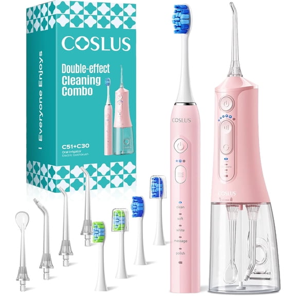 5130 Electric Toothbrush and Water Flosser Combo: Portable oral cleaning set, suitable for tooth brushing and flossing, multiple modes suitable for multiple users, wireless design, suitable for home