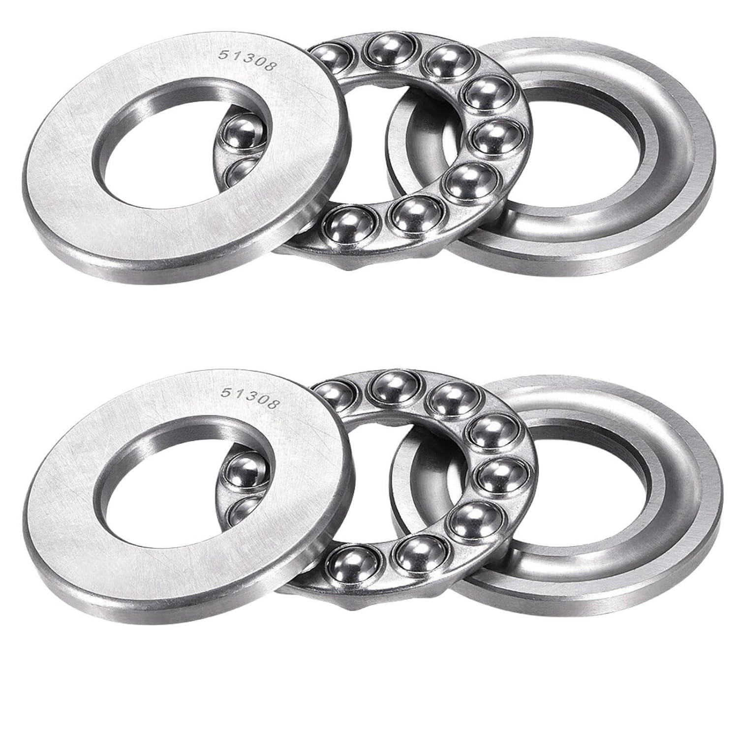 51308 Single Direction Thrust Ball Bearings Flat Seat Chromium,40x78x26mm 2pcs…