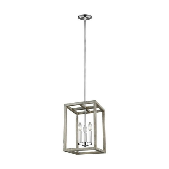 5134503-872-Generation Lighting-Sea Gull Lighting-Moffet Street-3 Light Small Hall Foyer-Washed Pine Finish-Incandescent Lamping Type