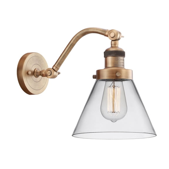 515-1W-BB-G42-LED-Innovations Lighting-Cone - 3.5W 1 LED Wall Sconce In Industrial Style-11.5 Inches Tall and 8 Inches Wide Brushed Brass Clear