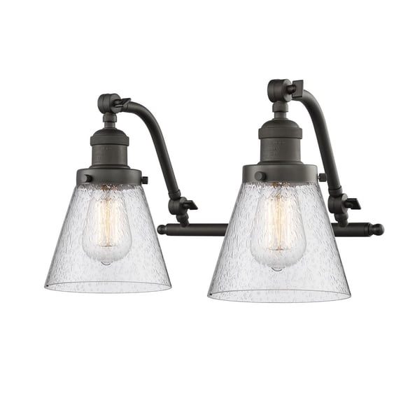 515-2W-OB-G64-LED-Innovations Lighting-Small Cone-7W 2 LED Bath Vanity in Industrial Style-18 Inches Wide by 12 Inches High Oil Rubbed Bronze Finish