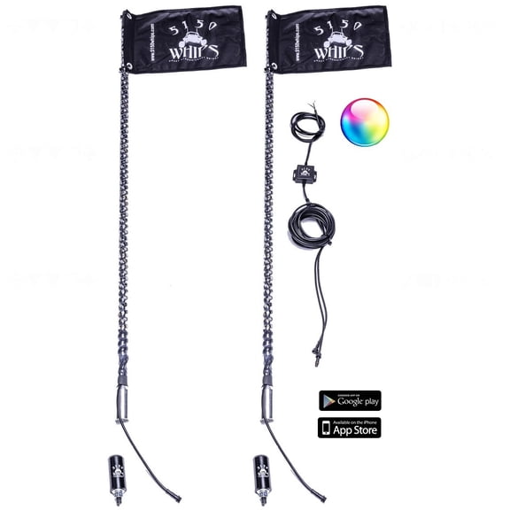 5150 Whips 187 Style Bluetooth Controlled LED Whips Automotive Specialty Parts, 4ft, 2 Pack