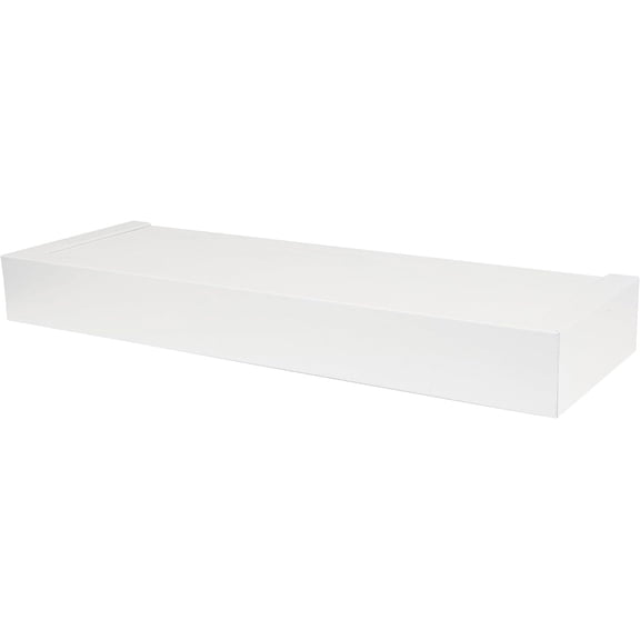 515651 Modern 18" Floating Shelf Holds up to 15lbs, Easy Tool-Free Dry Wall Installation, Flat, eCommerce Packaging, White