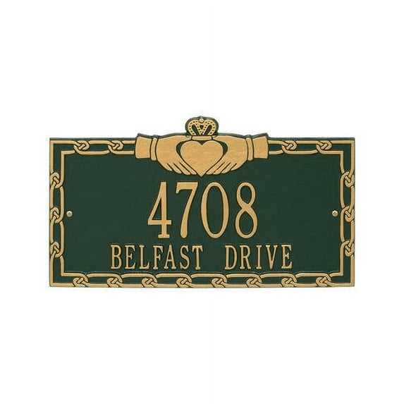 5157GG Claddagh Address Plaque in Green Gold