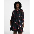 thumbnail image 1 of Terra & Sky Women's Plus Chiffon Cinched Mini Dress with Blouson Sleeves, Sizes 0X-5X, 1 of 5