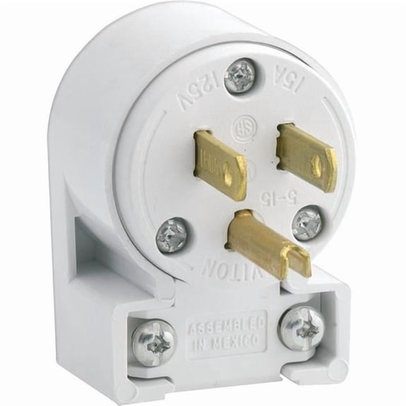 515AN-000 Leviton Commercial PVC Polarized Angle Plug 5-15P 18-12 Awg 2 Pole  3 Wire White
