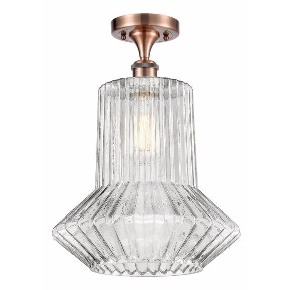 516-1C-AC-G212-LED-Innovations Lighting-Springwater - 12 Inch 3.5W 1 LED Semi-Flush Mount Antique