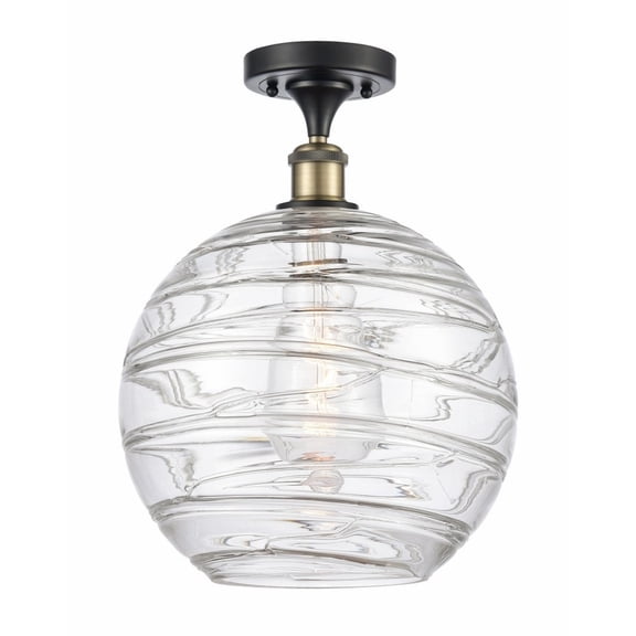 516-1C-BAB-G1213-12-LED-Innovations Lighting-Athens Deco Swirl - 3.5W 1 LED Semi-Flush Mount In Industrial Style-17 Inches Tall and 12 Inches Wide