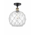 thumbnail image 1 of 516-1C-BAB-G122-10RW-Innovations Lighting-Large Farmhouse Rope-1 Light Semi-Flush Mount in Industrial Style-10 Inches Wide by 15 Inches High   Black, 1 of 1