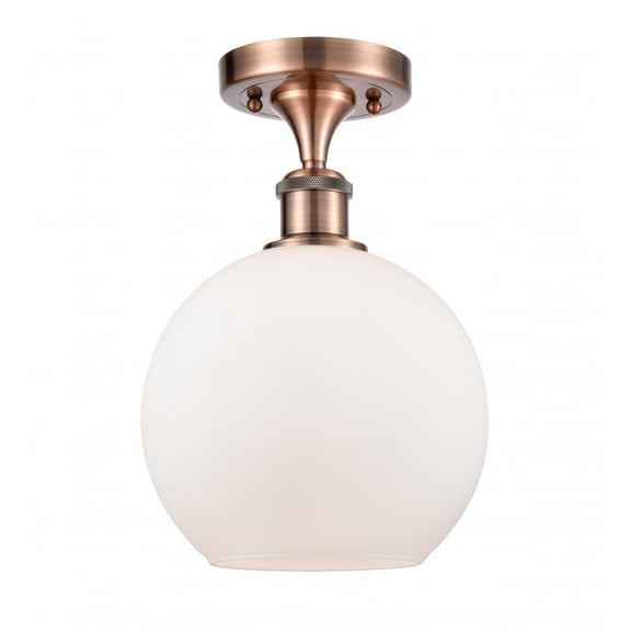 516-1C-BAB-G122-LED-Innovations Lighting-Athens-3.5W 1 LED Semi-Flush Mount in Industrial Style-8 Inches Wide by 13 Inches High   Black Antique Brass