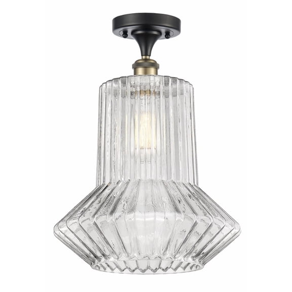 516-1C-BAB-G212-LED-Innovations Lighting-Springwater-3.5W 1 LED Semi-Flush Mount in Industrial Style-12 Inches Wide by 17 Inches High   Black Antique