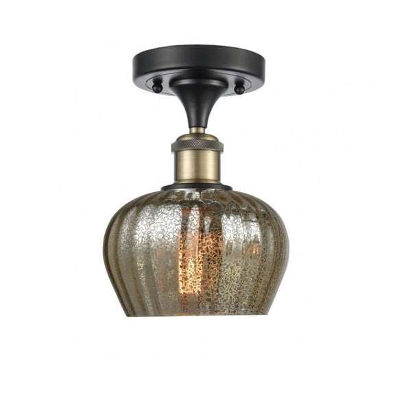 516-1C-BAB-G96-L-LED-Innovations Lighting-Large Fenton-3.5W 1 LED Semi-Flush Mount in Industrial Style-11 Inches Wide by 13 Inches High Black