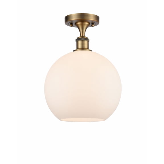 516-1C-BB-G121-10-LED-Innovations Lighting-Large Athens-3.5W 1 LED Semi-Flush Mount in Industrial Style-10 Inches Wide by 15 Inches High   Brushed