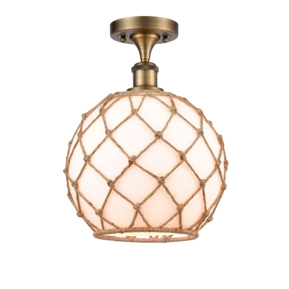 516-1C-BB-G121-10RB-LED-Innovations Lighting-Large Farmhouse Rope-3.5W 1 LED Semi-Flush Mount in Industrial Style-10 Inches Wide by 15 Inches High