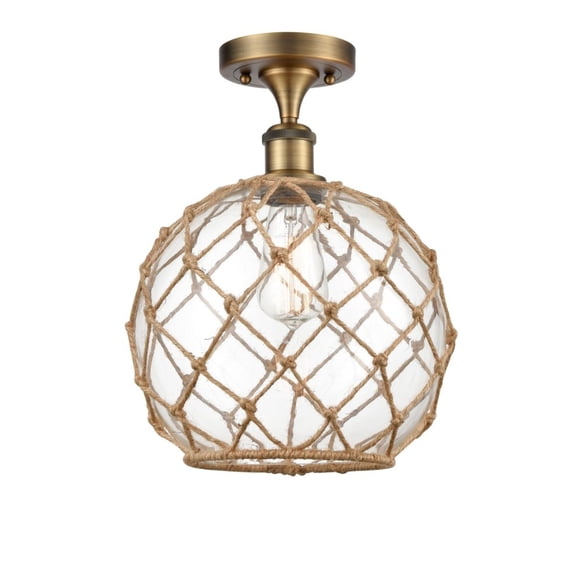 516-1C-BB-G122-10RB-LED-Innovations Lighting-Large Farmhouse Rope-3.5W 1 LED Semi-Flush Mount in Industrial Style-10 Inches Wide by 15 Inches High
