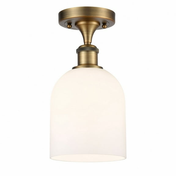 516-1C-BB-G558-6GWH Innovations Lighting Bella - 1 Light Semi-Flush Mount In Industrial Style-10.75 Inches Tall and 5.5 Inches Wide-Brushed Brass