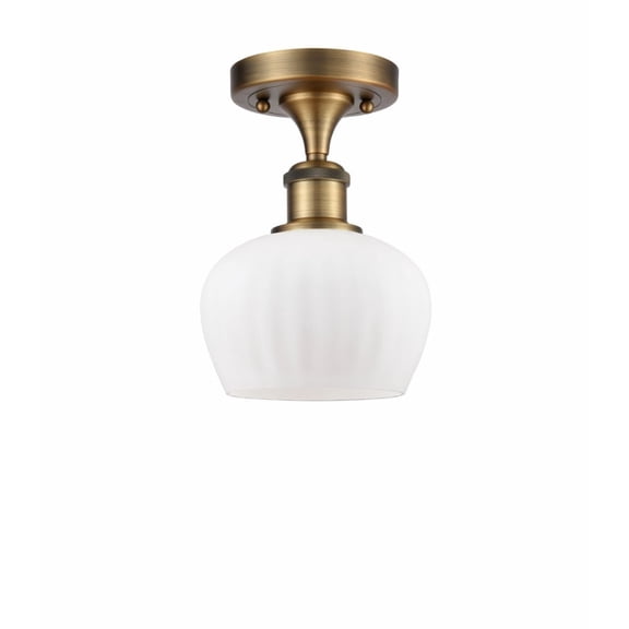 516-1C-BB-G91-LED-Innovations Lighting-Fenton-3.5W 1 LED Semi-Flush Mount in Art Nouveau Style-6.5 Inches Wide by 10 Inches High Brushed Brass